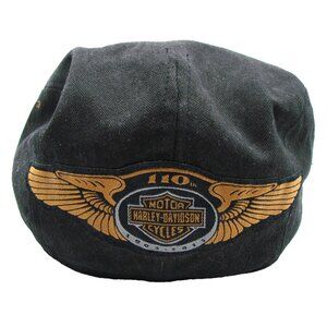 Harley Davidson 110th Anniversary Newsboy Hat Cap Engineer Ivy Black Cotton HD